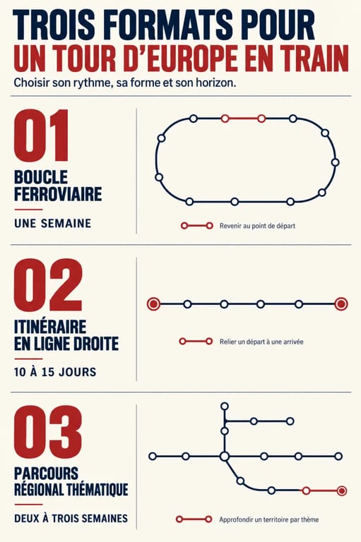 Formats d’itinéraire pour un tour d’Europe en train : boucle, ligne droite et parcours régional