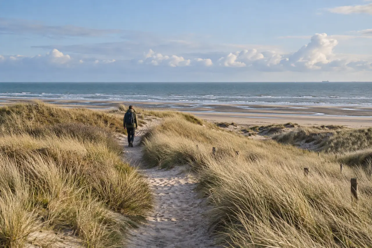 Randonnée du nord dans les dunes près de Dunkerque