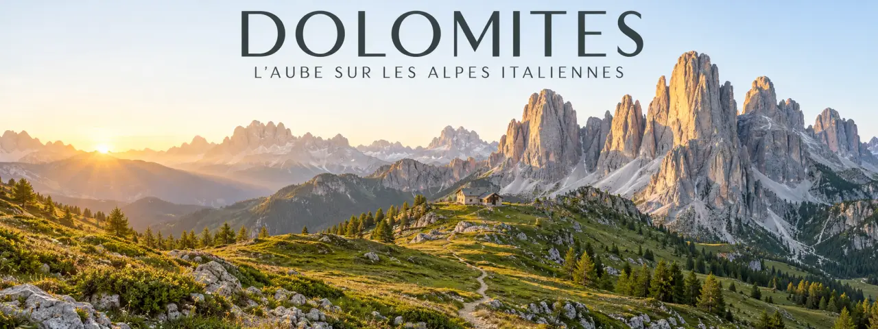 Paysage des Dolomites dans la montagne italienne avec alpages et falaises calcaires